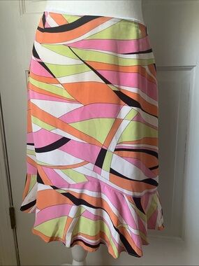 Y2K mod print silk tulip hem colorful skirt EUC 6P